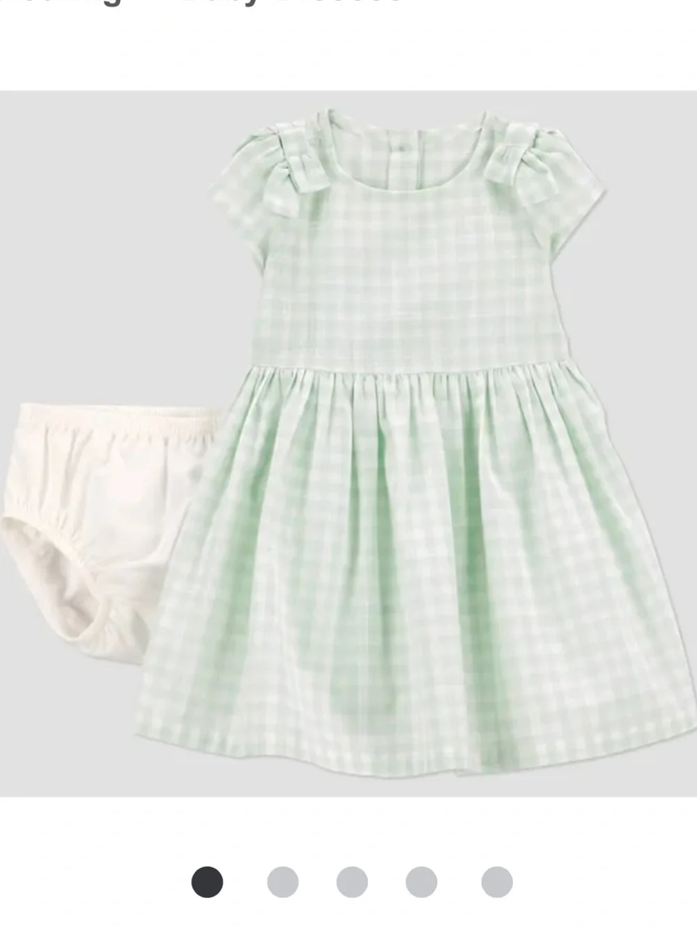 Carter's Just One You Baby Girls' Gingham Dress Green Plaid Size 3M NWT